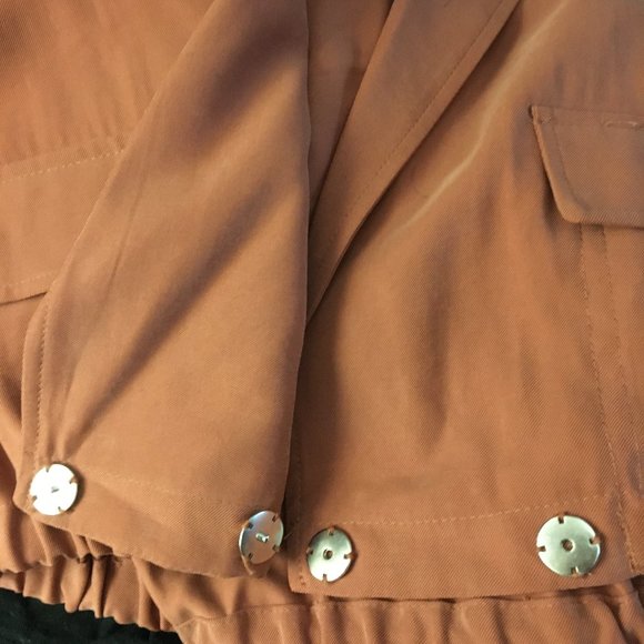 Rust Wash Cropped Retro Rayon Bomber Blazer - Picture 6 of 14